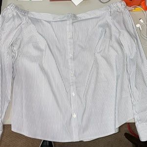 Express Striped Off-The-Shoulder Shirt